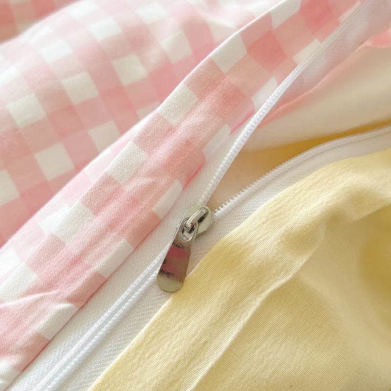 Pastel Gingham Pure Cotton Bedding Set - image 5