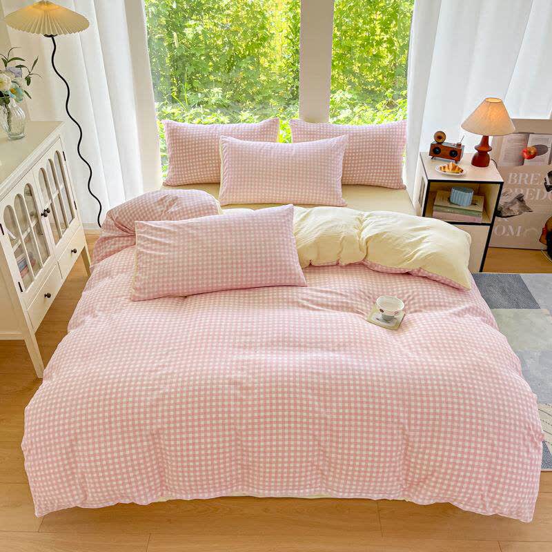 Pastel Gingham Pure Cotton Bedding Set - image 1