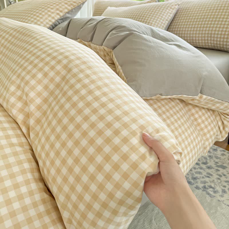 Pastel Gingham Pure Cotton Bedding Set - image 13
