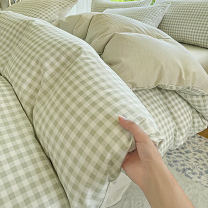 Pastel Gingham Pure Cotton Bedding Set - image 17