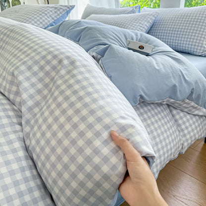 Pastel Gingham Pure Cotton Bedding Set - image 9