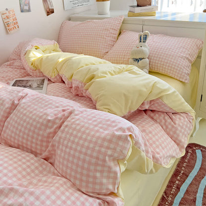 Pastel Gingham Pure Cotton Bedding Set - image 3