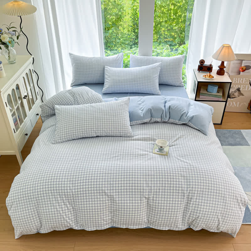 Pastel Gingham Pure Cotton Bedding Set - image 7