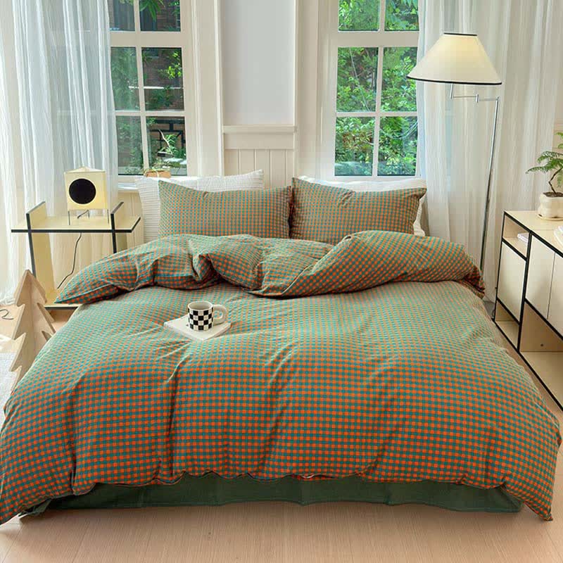 Small Check Gingham Cotton Bedding Set - image 11