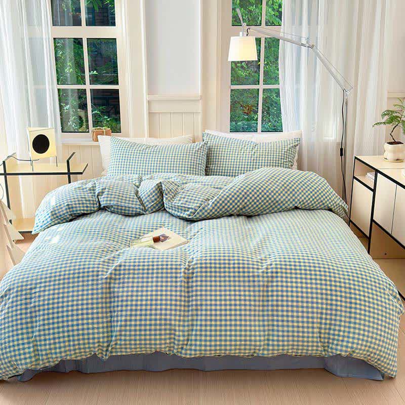 Small Check Gingham Cotton Bedding Set - image 3