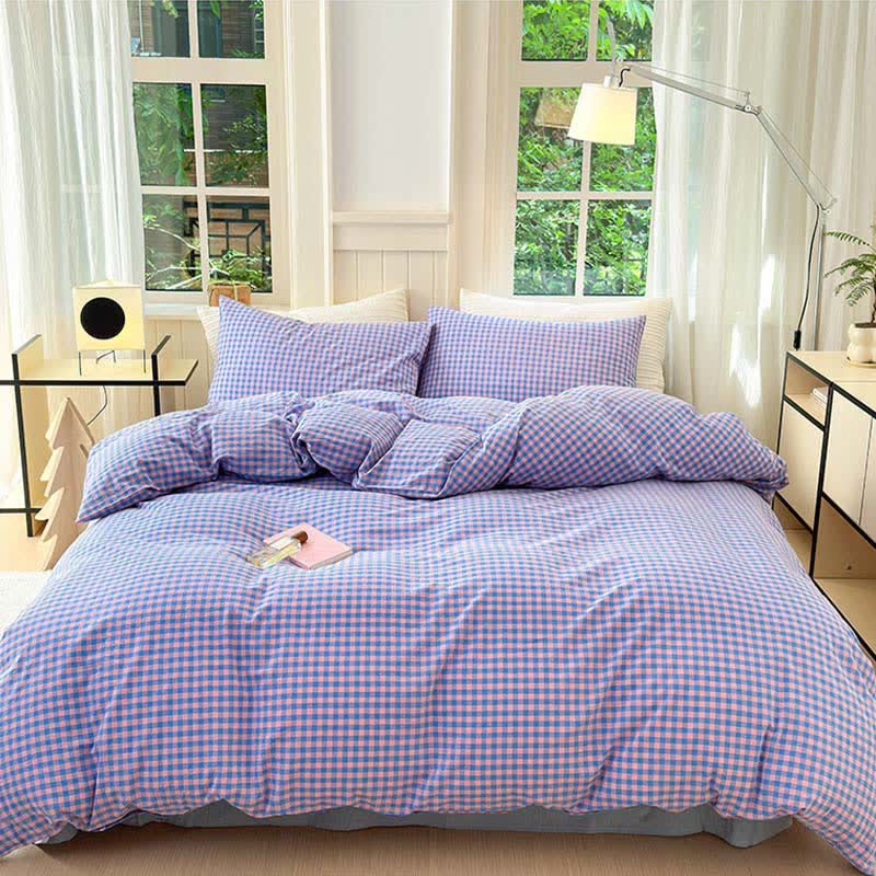 Small Check Gingham Cotton Bedding Set - image 5
