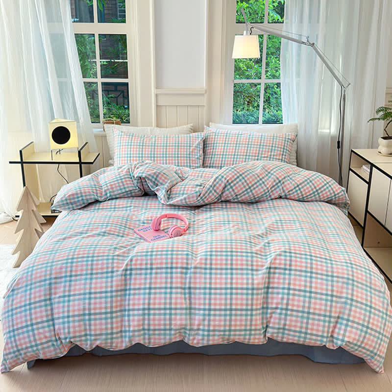 Small Check Gingham Cotton Bedding Set - image 9