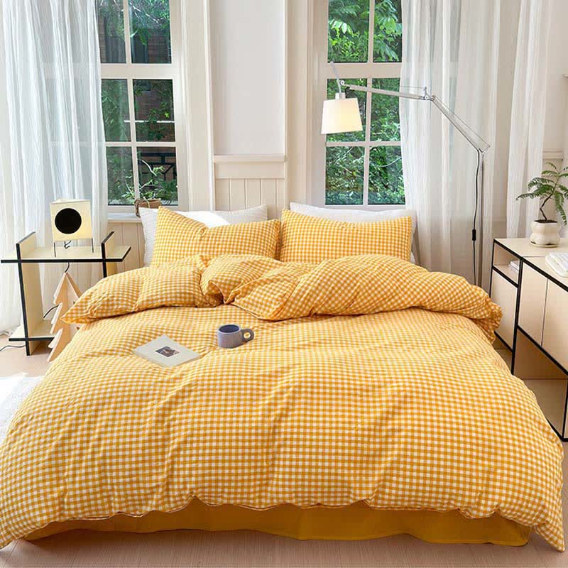 Small Check Gingham Pure Cotton Bedding Set - image 5