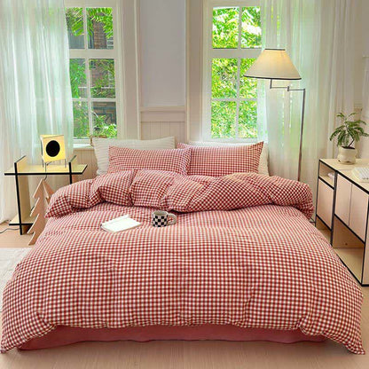 Small Check Gingham Pure Cotton Bedding Set - image 1