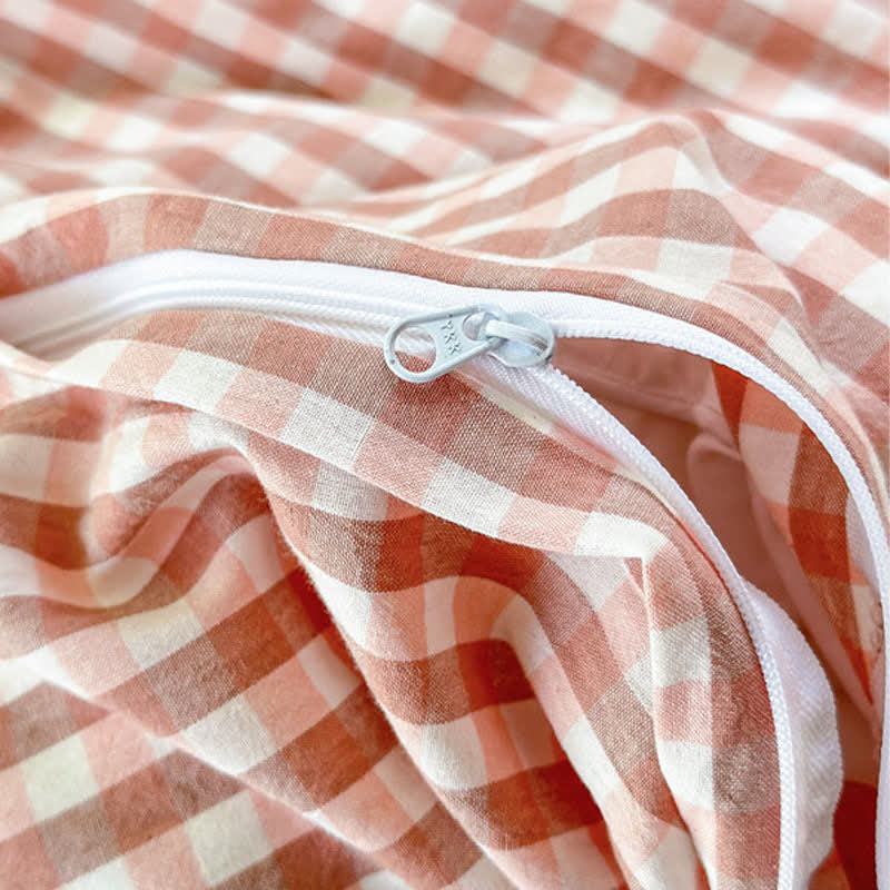 Small Check Gingham Pure Cotton Bedding Set - image 13