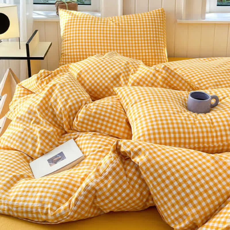 Small Check Gingham Pure Cotton Bedding Set - image 7