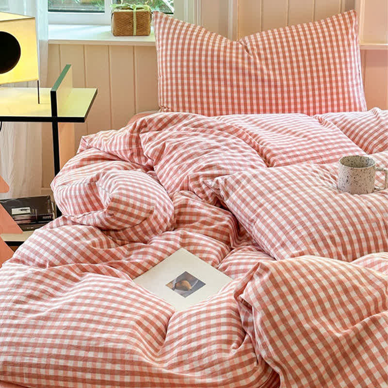 Small Check Gingham Pure Cotton Bedding Set - image 11