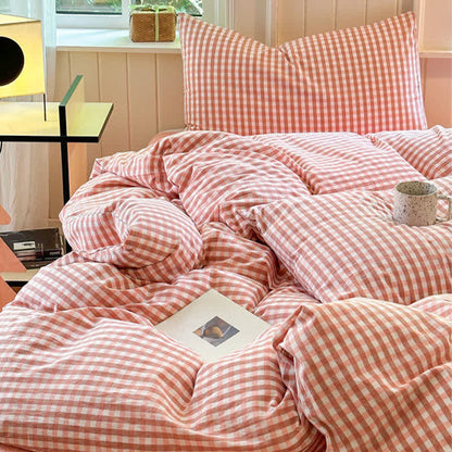 Small Check Gingham Pure Cotton Bedding Set - image 11