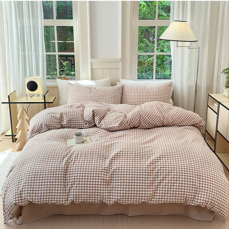 Small Check Gingham Pure Cotton Bedding Set - image 20