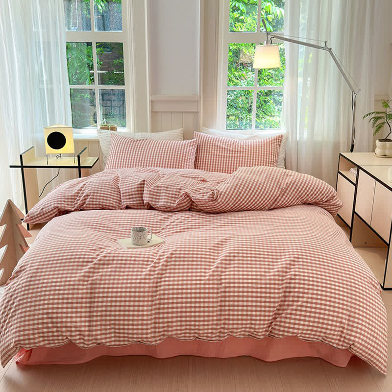 Small Check Gingham Pure Cotton Bedding Set - image 10