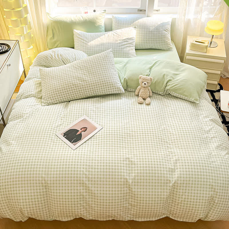Pastel Gingham Pure Cotton Bedding Set - image 15