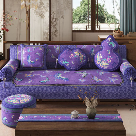 Vintage Oriental Purple Butterfly Sofa Protector - 43" x 118" - image 0