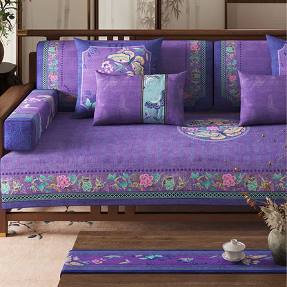 Oriental Style Floral & Butterfly Sofa Protector - image 1
