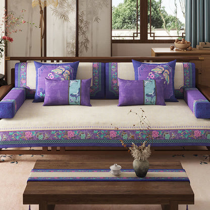 Vintage Oriental Floral Sofa Slipcover - image 1