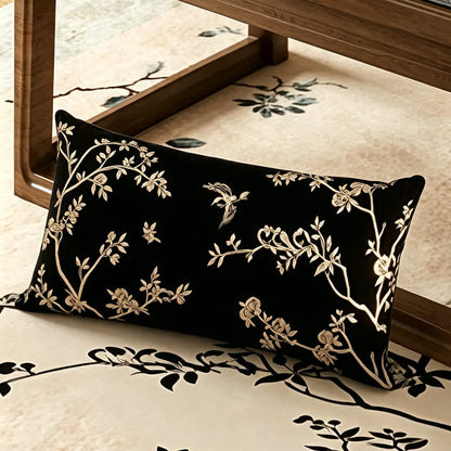 Vintage Oriental Branch & Floral Sofa Slipcover - Throw Pillow - 12" x 19" - image 6