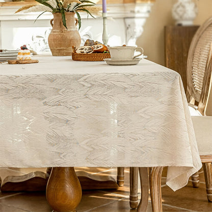 Leaf Pattern Jacquard Tablecloth - 55" x 102" - Beige - image 2