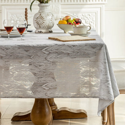 Leaf Pattern Jacquard Tablecloth - 55" x 102" - Grey - image 5