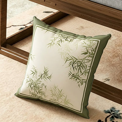 Vintage Green Bamboo Leaf Sofa Slipcover - Throw Pillow - 17" x 17" - image 3