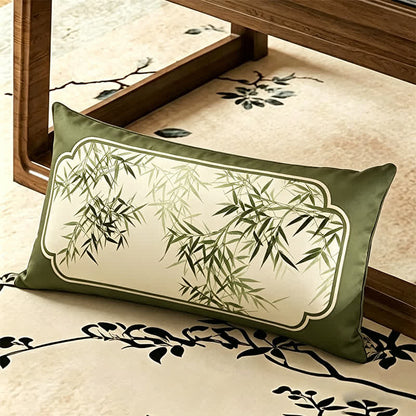 Vintage Green Bamboo Leaf Sofa Slipcover - Throw Pillow - 12" x 19" - image 4