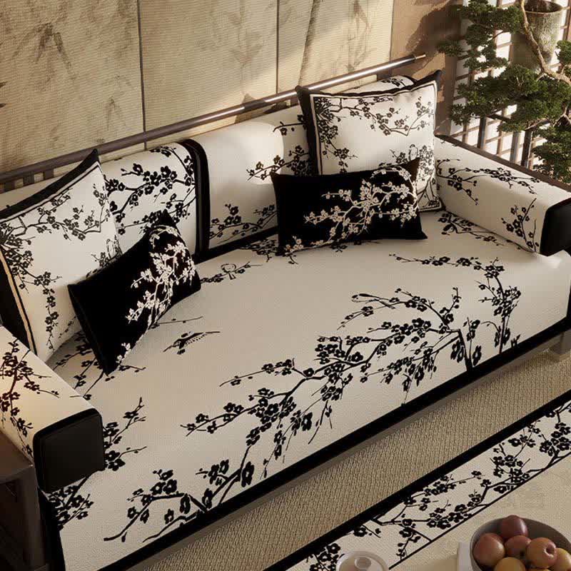 Vintage Plum Blossom Sofa Slipcover - image 1