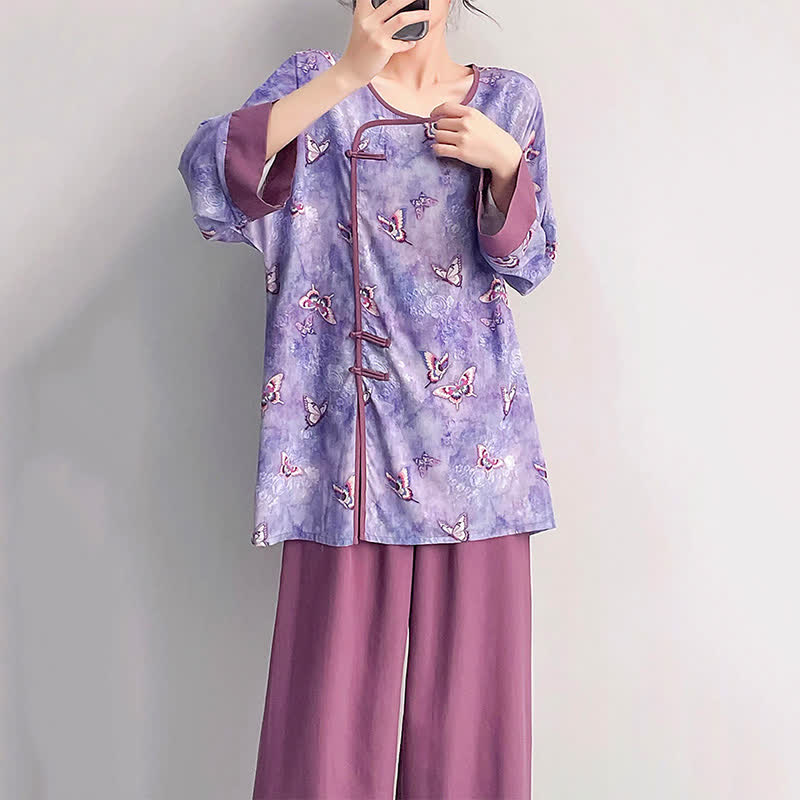 Purple Butterfly Eastern-Inspired Loungewear Set - image 2
