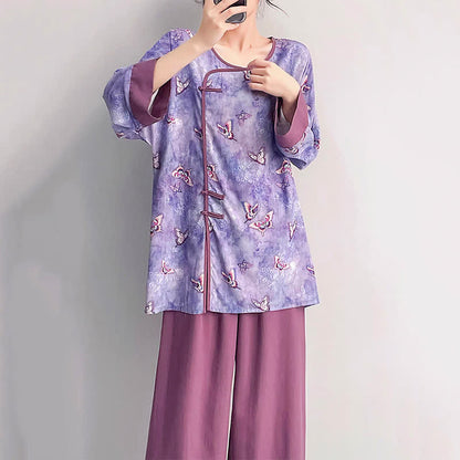Purple Butterfly Eastern-Inspired Loungewear Set - image 2