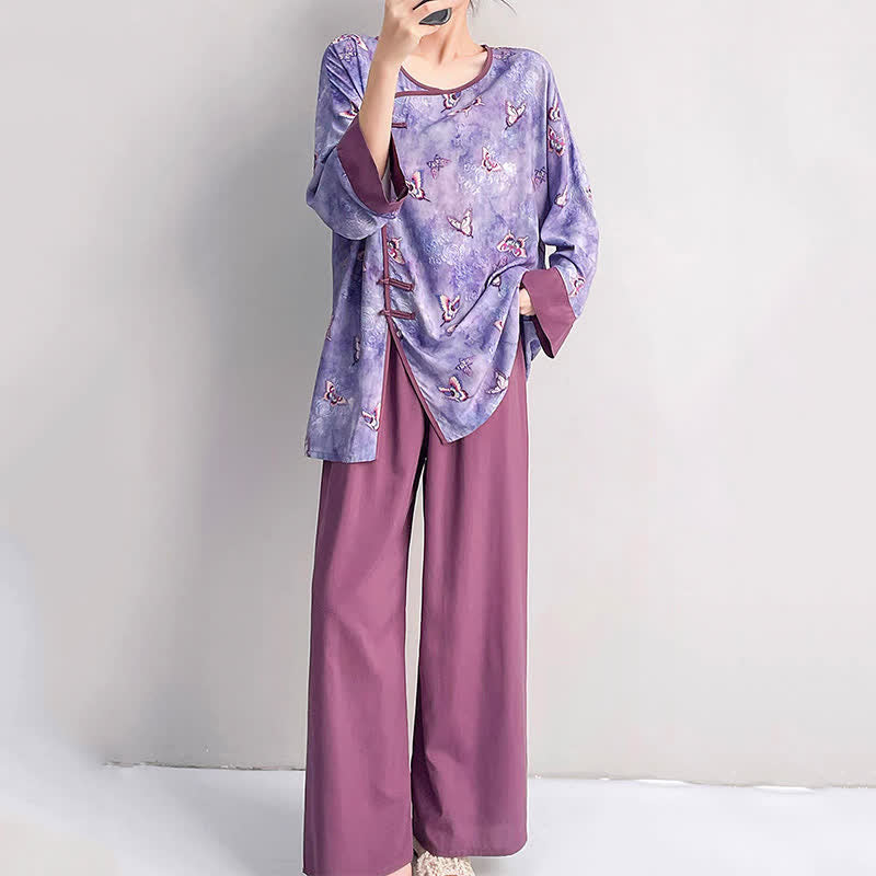 Purple Butterfly Eastern-Inspired Loungewear Set - image 4