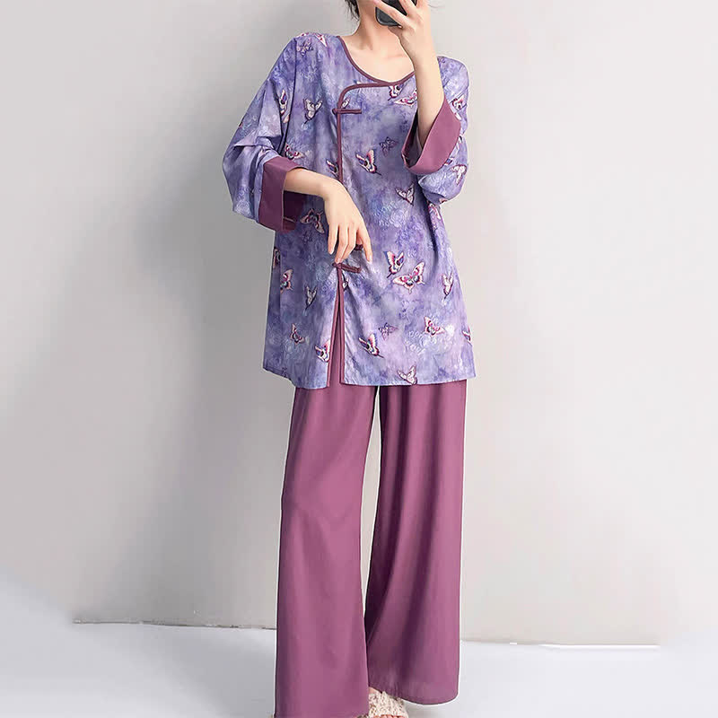 Purple Butterfly Eastern-Inspired Loungewear Set - image 3