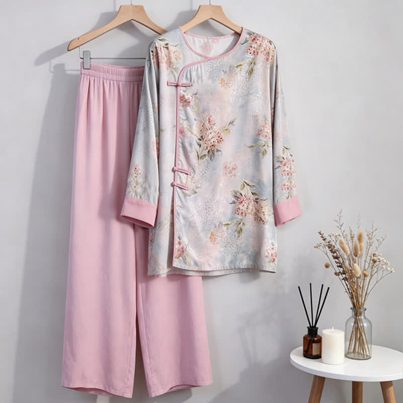 Pink Floral Eastern-Inspired Loungewear Set - image 5