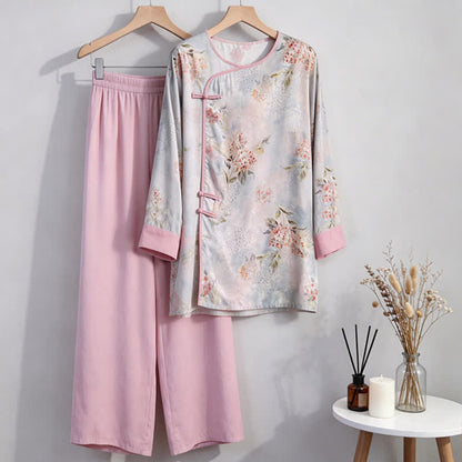 Pink Floral Eastern-Inspired Loungewear Set - image 5