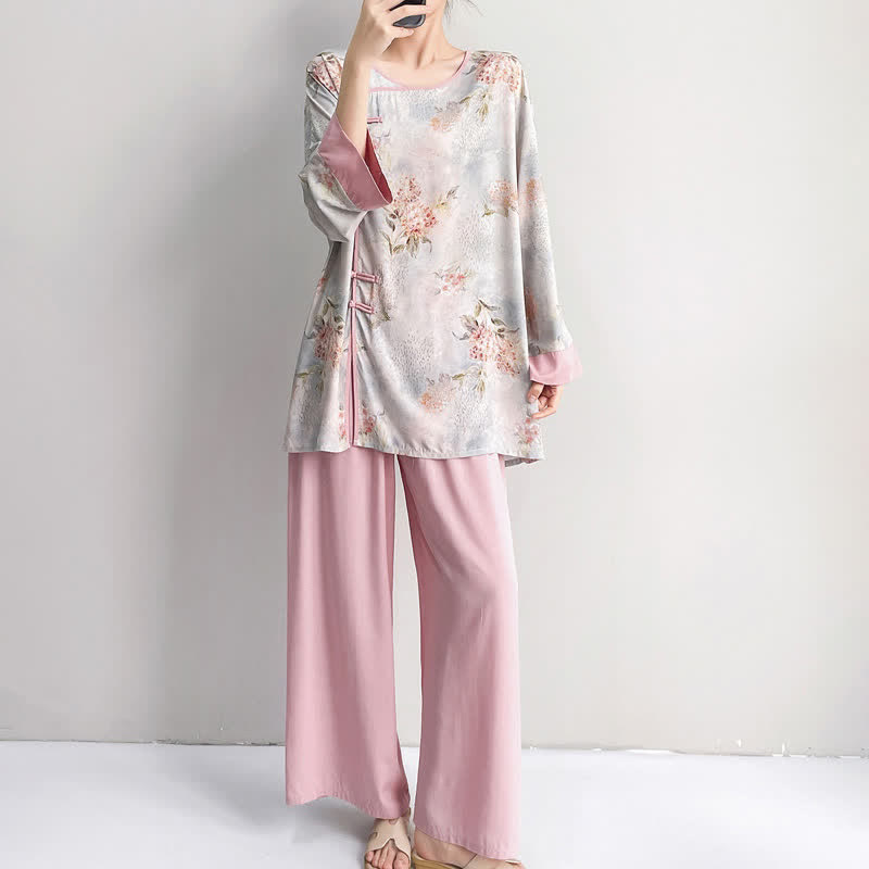 Pink Floral Eastern-Inspired Loungewear Set - image 3
