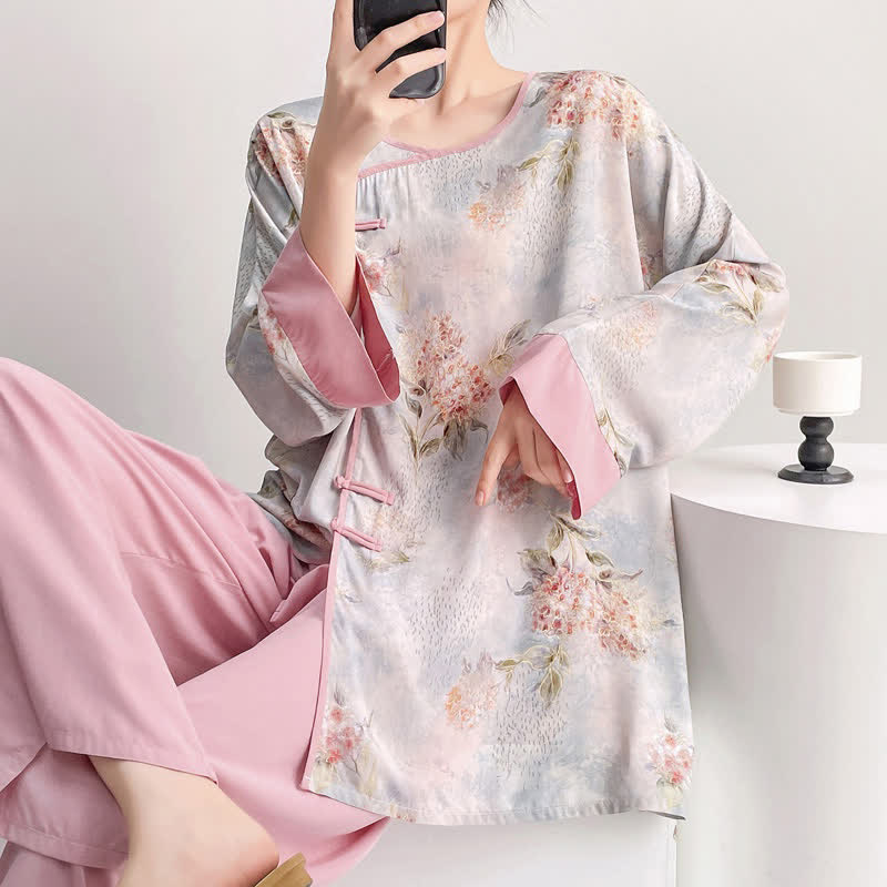 Pink Floral Eastern-Inspired Loungewear Set - image 1