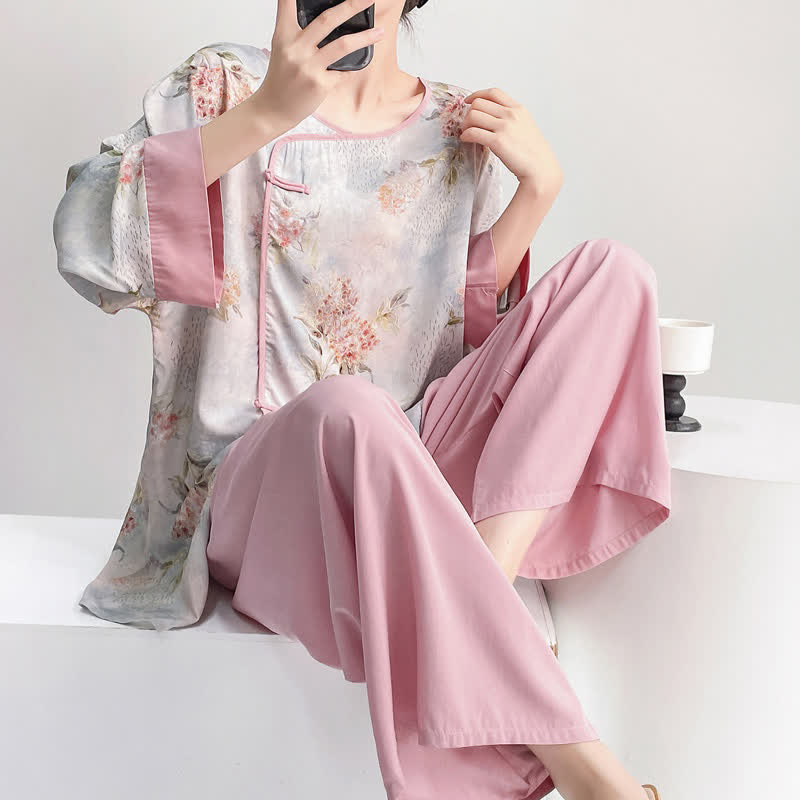 Pink Floral Eastern-Inspired Loungewear Set - image 4
