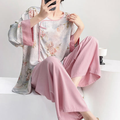 Pink Floral Eastern-Inspired Loungewear Set - image 4