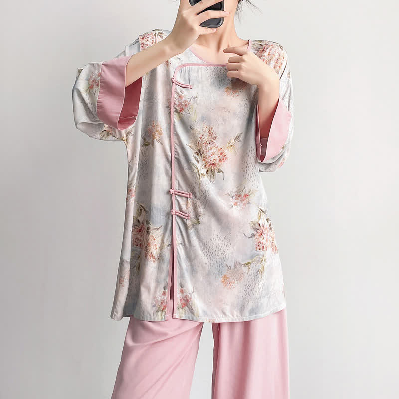 Pink Floral Eastern-Inspired Loungewear Set - image 2