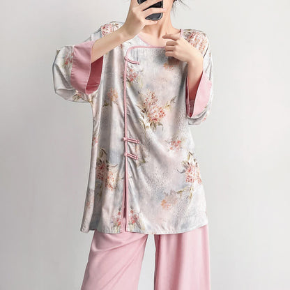 Pink Floral Eastern-Inspired Loungewear Set - image 2