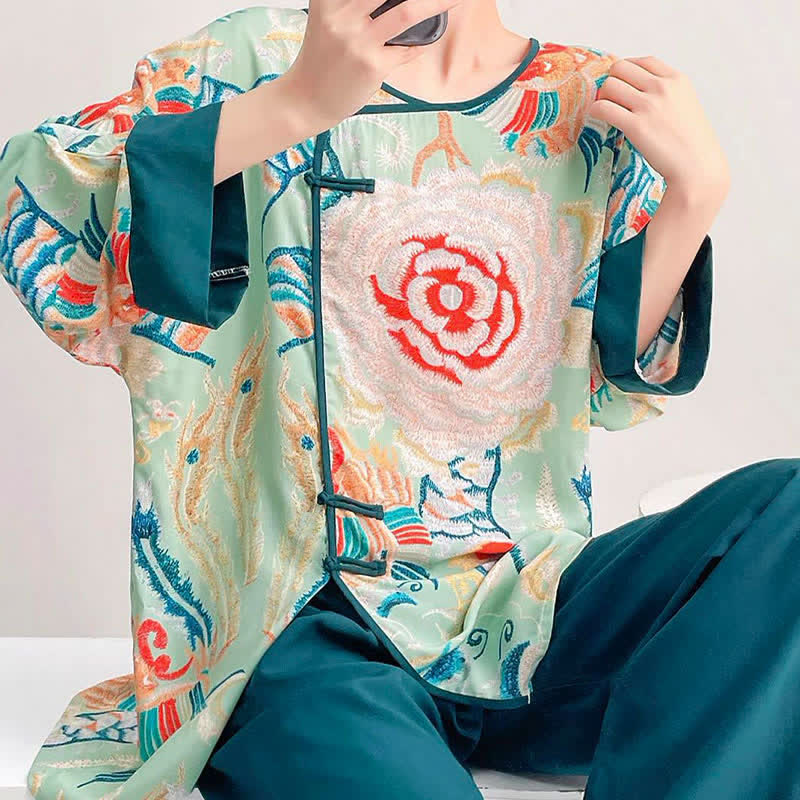 Retro Floral Eastern-Inspired Loungewear Set - image 8