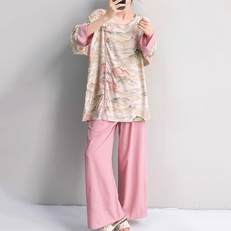 Oriental Landscape Eastern-Inspired Loungewear Set - image 4