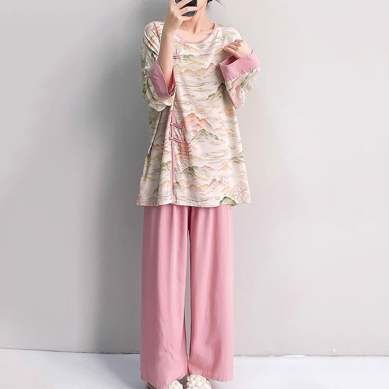 Oriental Landscape Eastern-Inspired Loungewear Set - image 2