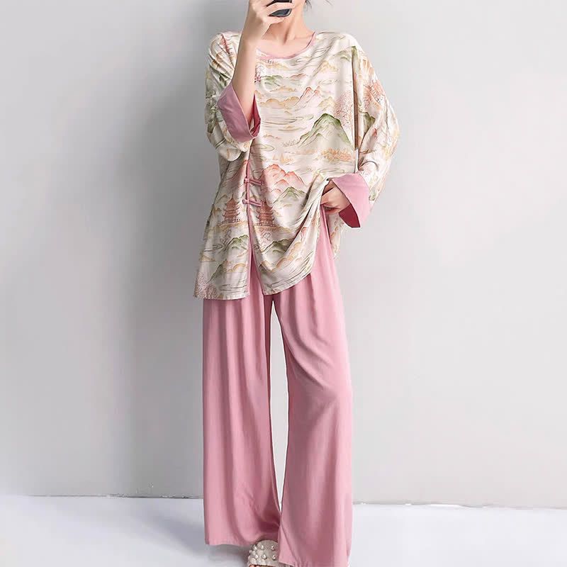 Oriental Landscape Eastern-Inspired Loungewear Set - image 3