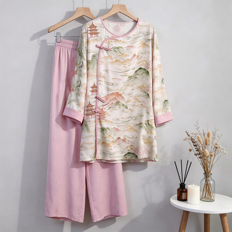Oriental Landscape Eastern-Inspired Loungewear Set - image 5