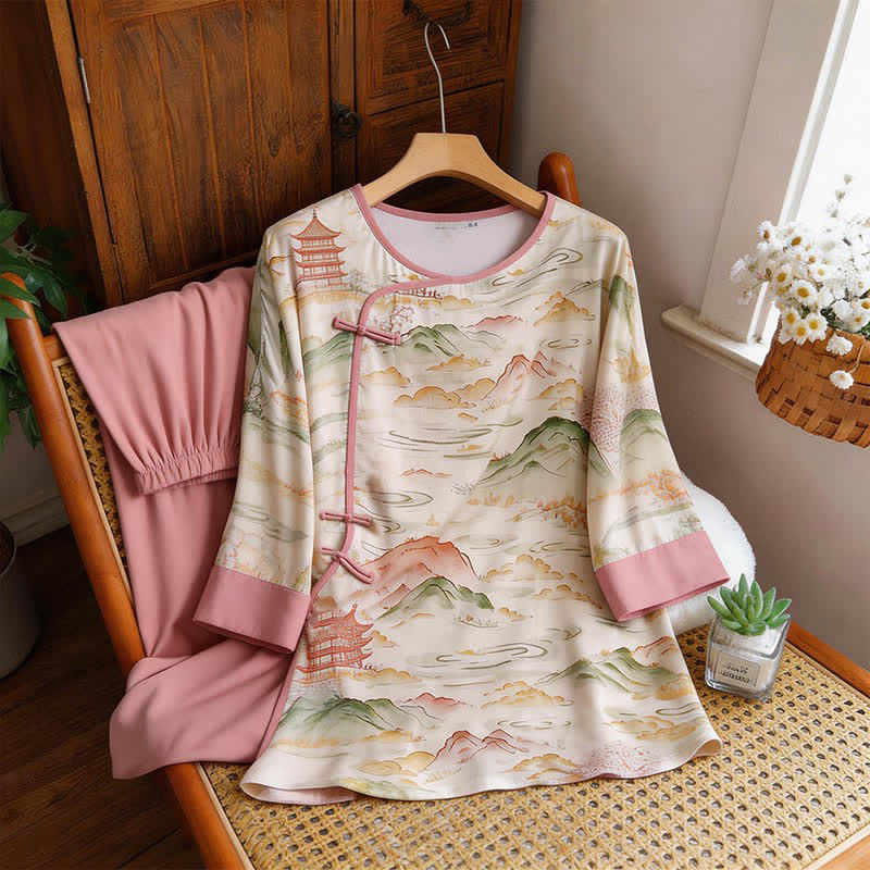 Oriental Landscape Eastern-Inspired Loungewear Set - image 6