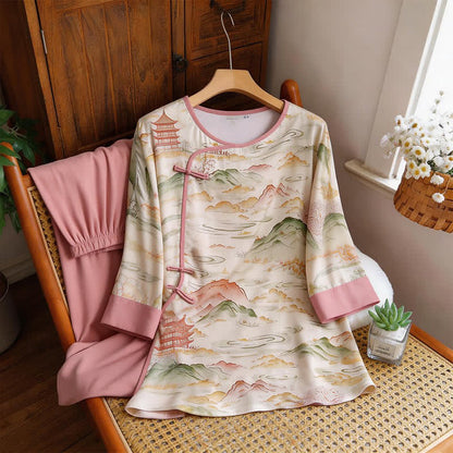 Oriental Landscape Eastern-Inspired Loungewear Set - image 6