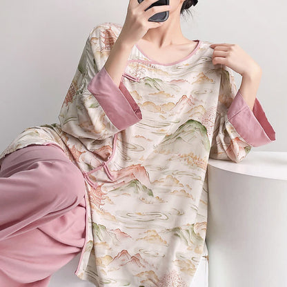 Oriental Landscape Eastern-Inspired Loungewear Set - image 1