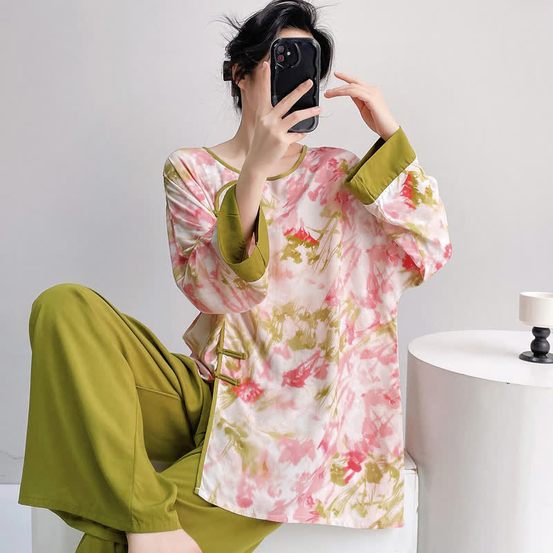Oriental Cherry Blossom-Inspired Pajama Set - image 1